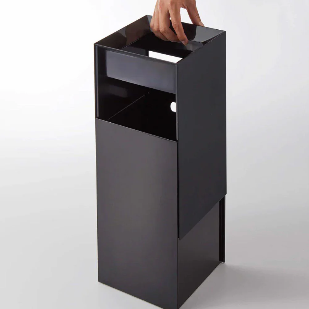 YAMAZAKI Tower Square Trash Can/Rubbish Bin, Black, H33 cm - Image 7