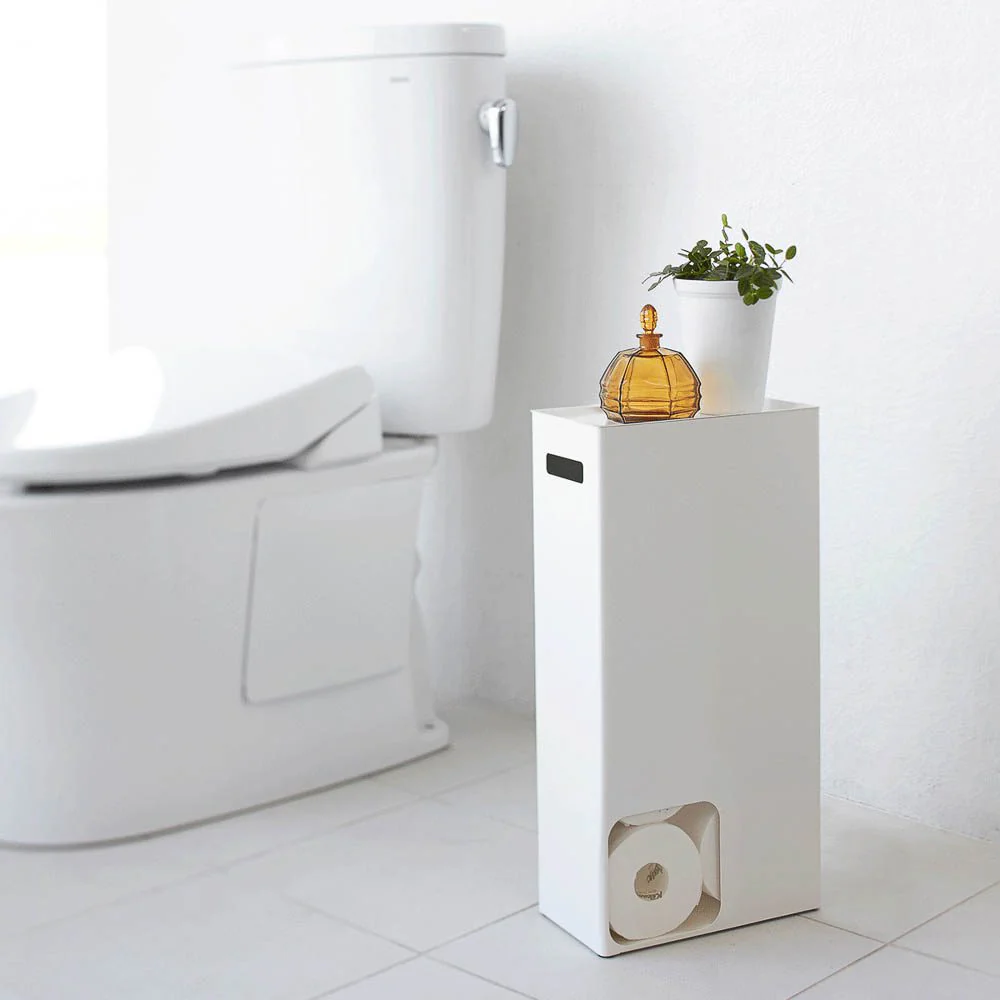 YAMAZAKI Tower Toilet Paper Stocker/Holder, White - Image 3