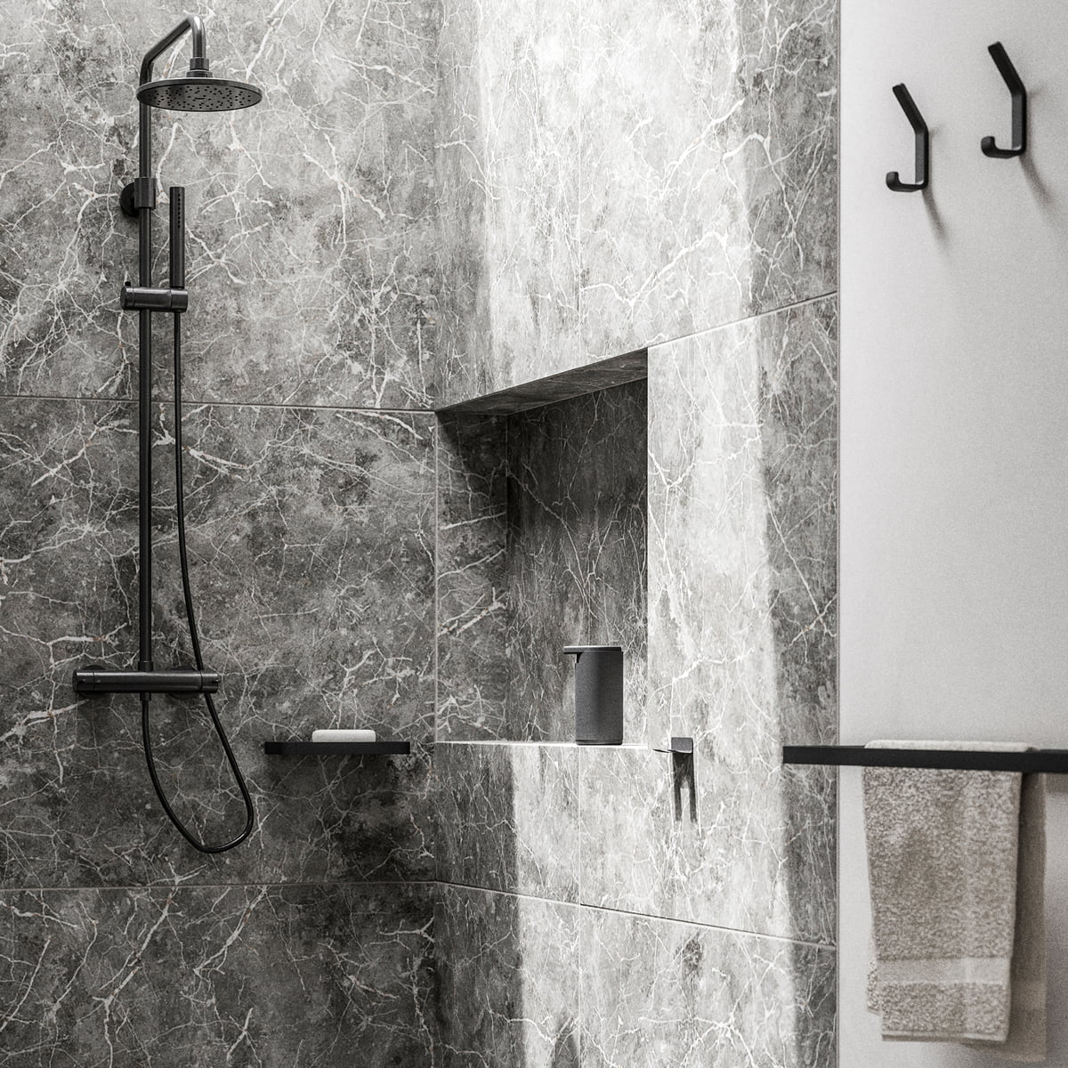 ZONE DENMARK Rim Double Towel Rail Small, D44xW12xH3cm, Black - Image 3