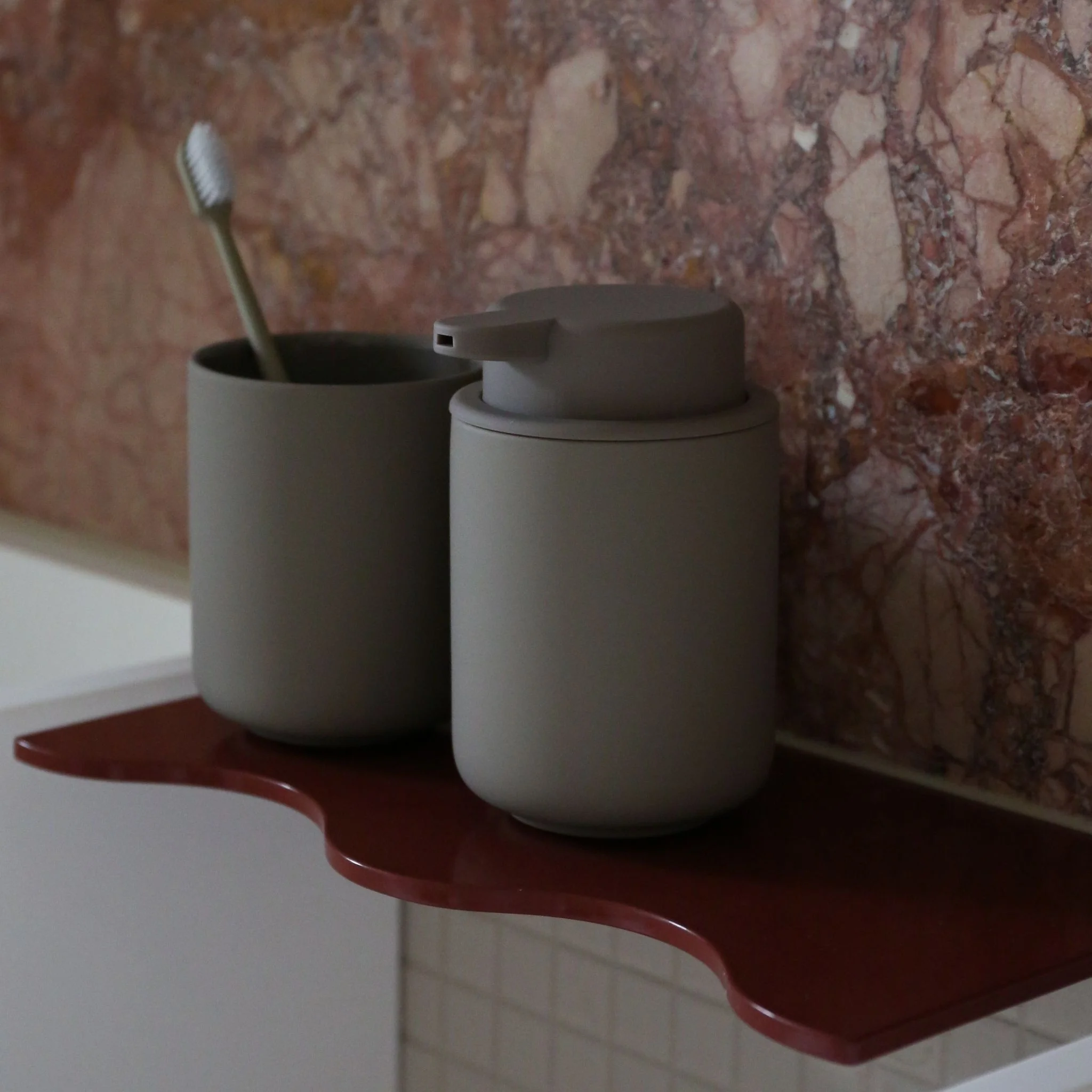 ZONE DENMARK Ume Soap Dispenser, 250ml, H12.8cm, Taupe - Image 3